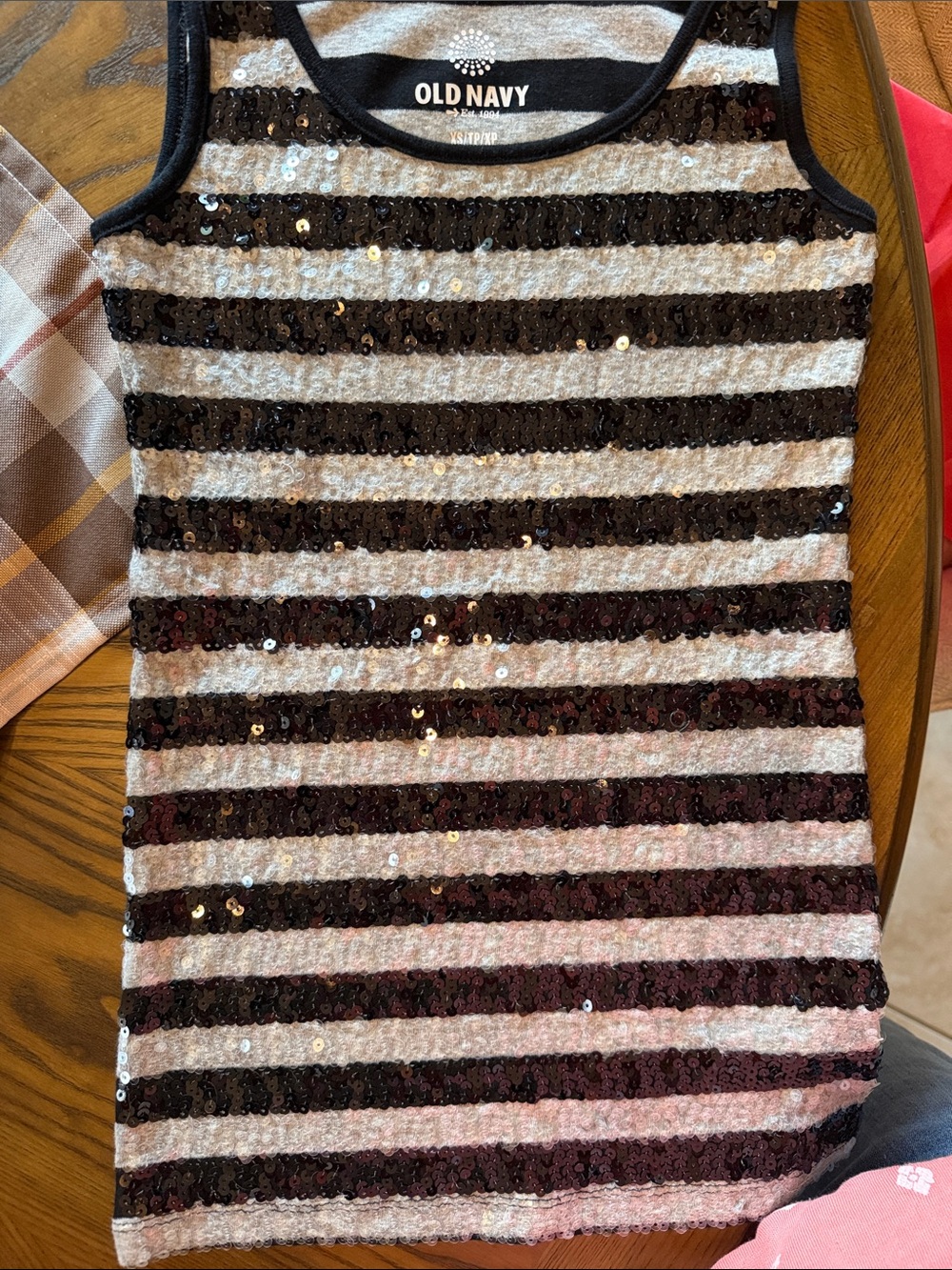 Old Navy Black and White Sequin Stripe Mini Skirt